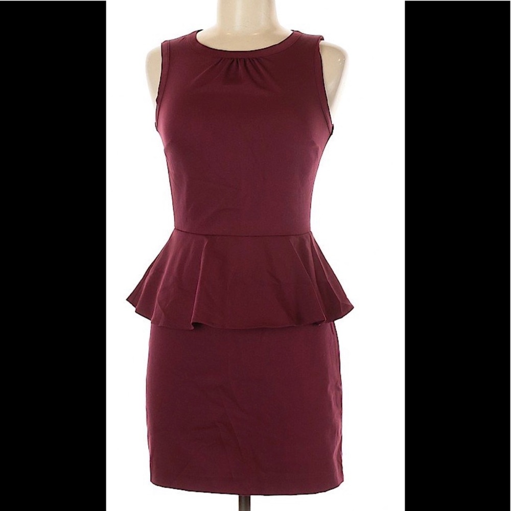 H&M Maroon Peplum Cocktail Dress